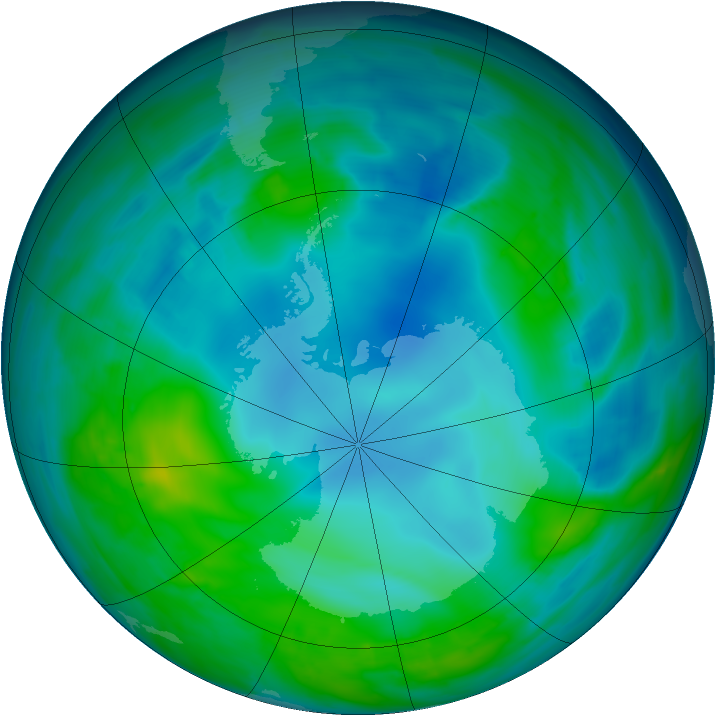 Antarctic ozone map for 13 May 2014